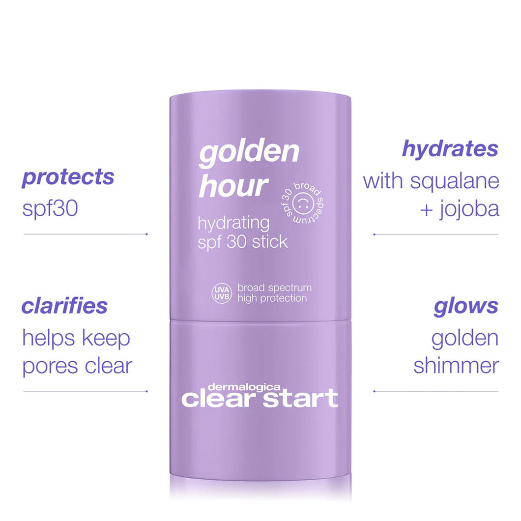 golden hour hydrating spf30 stick
protect, clarify, hydrate & glow
