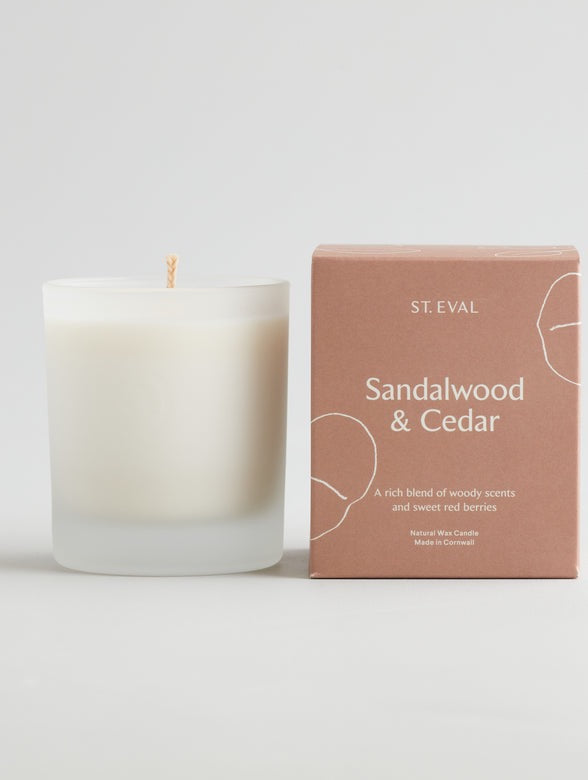 Sandalwood & Cedar, Lamorna Glass Candle